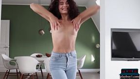 Curly-Haired Cutie Layla Balls Deep in Solo Softcore XXX Action