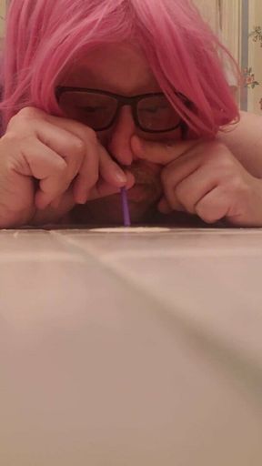 sissy me snorting my cum with a straw