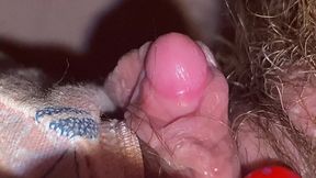 extreme close up huge clit head and hairy pussy
