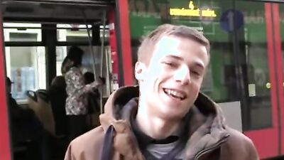 Watch as Czech Hunter's hot young stud takes it in the ass in public and handjobs like a pro!