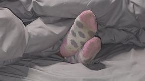 Chrissys candid resting fuzzy socks