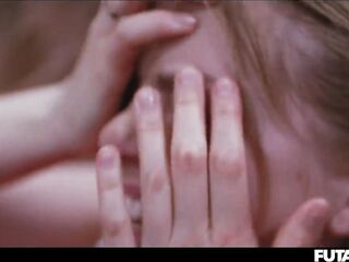 two Blondes 1 Brunette hair - Trans Bangs Hotty in Lesbo Tranny Three-some with Double Futanari Transformation