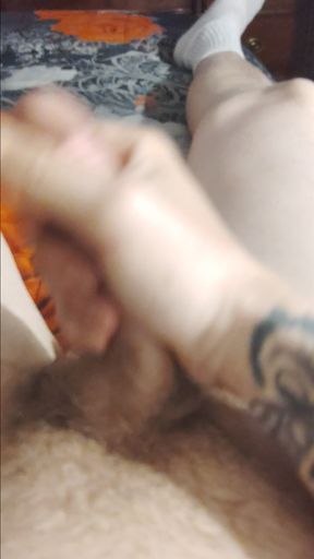 Jerking my hard throbbing cock