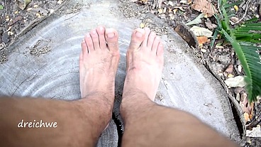 Feet in cut trunk