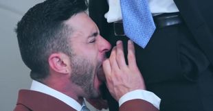 Special treat for the cock sucking office male in hotel room XXX