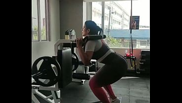 Mature Latina milf gets her dress wet from the gym sink