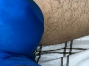 Jock rubbing his big cock under desk getting it hard