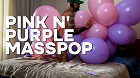 Looner Pops Huge Column of Pink and Purple Balloons