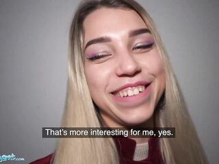 Public Agent Basement Ride for Cute Blond with Tiny Bazookas