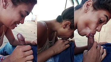 Mamada desesperada con creampie