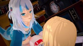 Futa Gura x Amelia (Hololive Reverse Cowgirl Creampie)