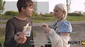 Petite Blonde POV fuck for money while her bf is watching
