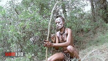 Petite Tribal Babe Bianka Blacka Banging White Cock In The Woods