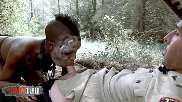 Petite Tribal Babe Bianka Blacka Banging White Cock In The Woods