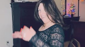 Giantess Mistress Wears Sheer Black Lingerie and Dominates Her Tiny Man By Smothering Him with Her Ass On Chair
