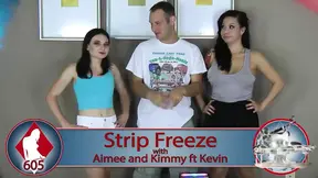 Tall and tiny babes strip and get punished in a heated game