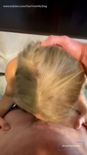 Neighbor Surprises Hot Blonde While Husband is at Work- Cheating Hot Wife Gives Great Blowjob