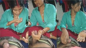 The girlfriend of the neighborhood came to the boyfriend&amp;#039;s house at night and took out the water from the penis with her ha