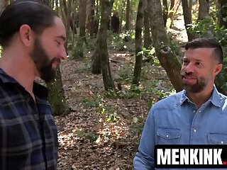 Tristan Jaxx feeds stepson Jackson Fillmore his huge cock in the woods