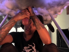 Interracial glory hole facial