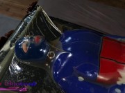 Miss Maskerade in Full Latex Vacbed Bondage Domination Play