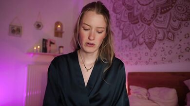 Blonde gives seductive ASMR massage roleplay blowjob