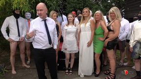 Outdoor wedding creampie gangbang orgy