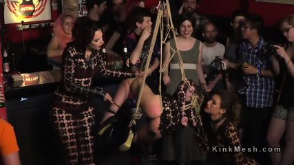 Slaves in rope bondage in public