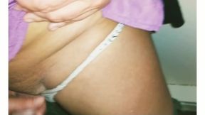 Slut co-worker drips last night's cum from husband on dick in break room morning hookup