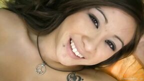 Petite Asian cutie jerks & sucks a hard meat until he spews his load