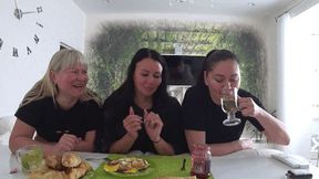 Girls are eating d