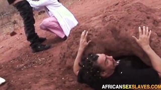 African african submissive whore has interracial hardcore sex outside