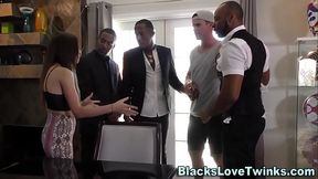 White guy takes black rod