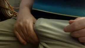 hand table dance Brian feels himself good, nice white cock underneath, 7 inches long not 13, real mckoy though.