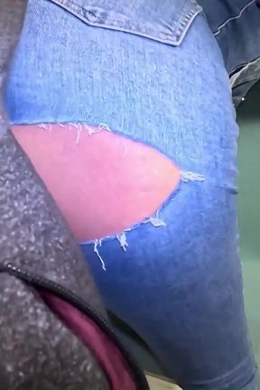 Hardcore Tease &amp; Double Cum on My Ripped Jeans and Open Denim Jacket