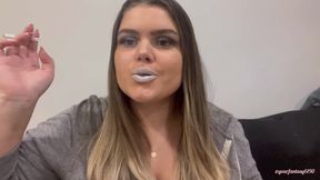 Circles of smoke with silver lipstick