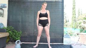 Busty blonde MILF Keira gets intimate during private workout session