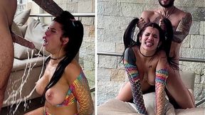 Submissive slut with big tits gets creamed after intense fuck and milk play