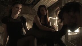 Tied slave foot kicked and dominated in abandon house