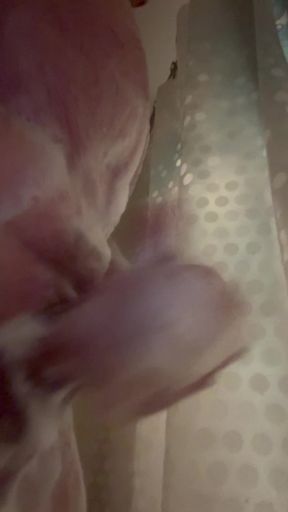 Old man edging in shower