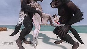 Curvy Wolf Girl And Breeding Season On The Beach 1