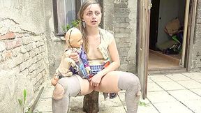 Horror Foursome In Backyard With Stepdaughter And Stepmother