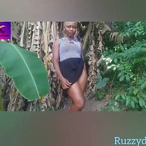 Village nympho strokes big pussy in the river