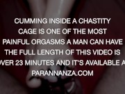 EXPLOSIVE RUINED ORGASM IN CHASTITY CAGE - FEMDOM HANDJOB/FOOTJOB