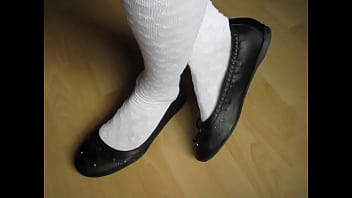 black &ldquo_Ariane&rdquo_ ballet flats and white socks, shoeplay by Isabelle-Sandrine