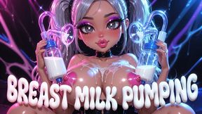 Warm Hands & Creamy Overflow: Intense Breast Milk Pumping Session - Swollen Breasts, Suction, Overflowing Bottles & Sensual Feeding