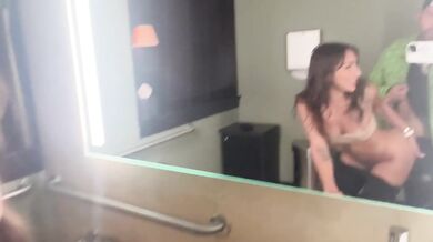 Sisi Rose struggled to fit that big dick in the public bathroom