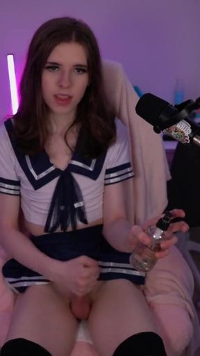 Cute femboy sailor jerks off   Clip 1