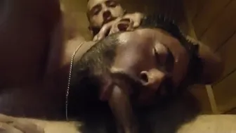 Massive muscled hunks pump cocks before bareback fucking