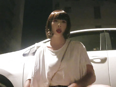 Shemale ting xuan outdoor pee and show the underwear